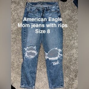 American Eagle Outfitters Blue Ripped Mom Jeans